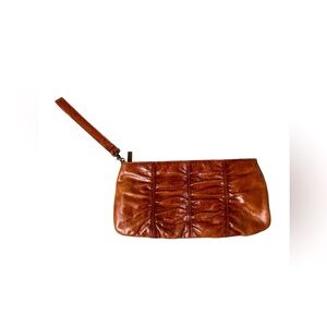Hobo gorgeous brown leather wristlet / clutch purse with built in wallet